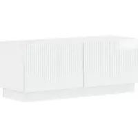 vidaXL : Meuble TV LED, 5 pièces, blanc brillant, fabriqué en bois composite