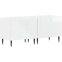 vidaXL , étagère LED pour télévision, 3 pièces, blanc brillant, matériau composite