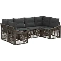 vidaXL Ensemble de canapés de jardin , 6 pièces, gris, en résine tressée