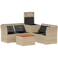 vidaXL Ensemble de salon de jardin , 6 pièces, beige et gris clair, en résine tressée et en acier
