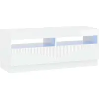 vidaXL Meuble TV LED, blanc brillant, en panneaux de particules