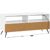 vidaXL Meuble TV LED, blanc brillant, en panneaux de particules