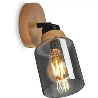 Briloner Applique murale orientable E27 110x110x115mm carrée IP20 lumière blanche chaude verre fumé bois noir lampe murale chambre salon couloir