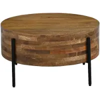 Wohnling Table basse , 70 cm, en bois massif de mangue, table ronde pour salon, design moderne en bois, table d'appoint pour salon, fabrication artisanale