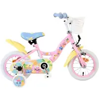 Volare Vélo pour enfant Koala, modèle fille, 12 pouces, couleur rose, avec panier et stabilisateurs