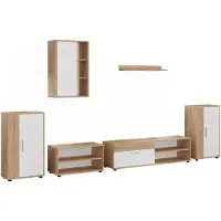 Vicco Meuble-paroi Berno Chêne doré/Blanc Lot de 6 pièces, Model 59217