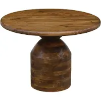 Wohnling Table basse en bois massif de mangue, 60 cm de diamètre, design rond, idéale pour le salon, comme table d'appoint ou table de café. Pieds en colonne, fabrication artisanale. Bois naturel