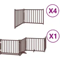 vidaXL Porte pour chien 12 pièces avec porte Pliable Marron 960 cm Bois de peuplier