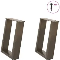vidaXL Pieds de table basse en U 2 pcs. Acier naturel 38x(42-43) cm Acier