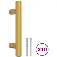 vidaXL Poignées d'armoire 10 pcs doré 64 mm acier inoxydable