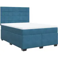 vidaXL Lit boxspring avec matelas bleu 140x190 cm velours