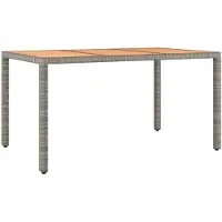 vidaXL Table de jardin avec plateau en bois Gris Poly Rattan & bois massif Acacia