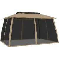 vidaXL -Arbor -Parois latérales en filet et double toit 3,93x2,93 M crème acier