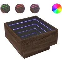 vidaXL Table basse LED marron imitation chêne 50x50x30 cm Matériau dérivé du bois