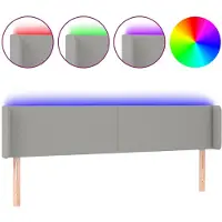 vidaXL Tête de lit LED gris clair 183x16x78/88 cm Tissu