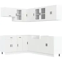 vidaXL Ensemble d'armoires cuisine 11pcs Porto blanc bois d'ingénierie