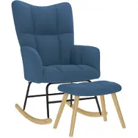 vidaXL Chaise à bascule avec repose-pied Bleu Tissu