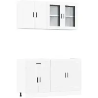 vidaXL Ensemble d'armoires de cuisine Porto 4 pièces blanc bois composite