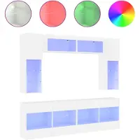 vidaXL meuble TV 6 pièces avec éclairage LED Blanc