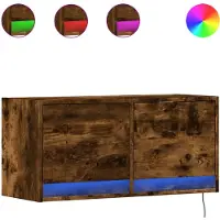 vidaXL Armoire TV murale avec éclairage LED chêne fumé 80x31x38 cm