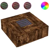 vidaXL Table basse avec LED infini chêne fumé 100x100x40 cm
