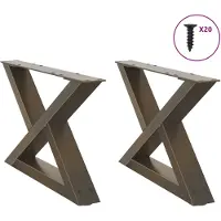 vidaXL Pieds de table basse 2 pcs. Acier naturel 60x(30-31,3) cm Acier