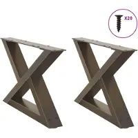 vidaXL Pieds de table basse 2 pcs. Acier naturel 50x(30-31,3) cm Acier