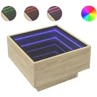 vidaXL Table basse LED Chêne Sonoma 50x50x30 cm Matériau dérivé du bois