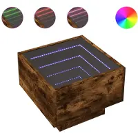 vidaXL Table de chevet avec LED infini chêne fumé 40x40x30 cm