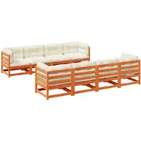 vidaXL Ensemble de 9 canapés de jardin avec coussins Pin brun ciré