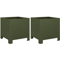 vidaXL Jardinières 2 pcs vert olive 30x30x30 cm acier