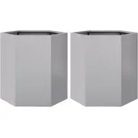 vidaXL Jardinières 2 pcs hexagone 46x40x45 cm acier galvanisé