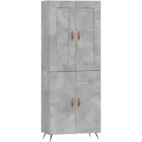 vidaXL Highboard gris béton 69,5x34x180 cm Bois composite