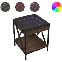 vidaXL Table basse avec Infinity-LED brun imitation chêne 40x40x49 cm