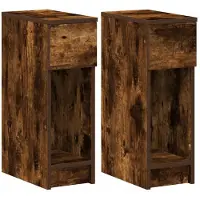 vidaXL Tables de chevet avec tiroir 2 pcs chêne fumé 20x36x60 cm