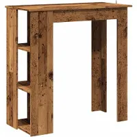 vidaXL Table de bar avec étagère imitation vieux bois 102x50x103,5 cm Matériau dérivé du bois