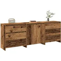 vidaXL Sideboard 3 pièces imitation vieux bois Matériau dérivé du bois