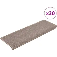 vidaXL Tapis d'escalier 30 pièces 65 x 21 x 4 cm Marron clair Bord rectangulaire