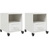 vidaXL Tables de chevet 2 pcs blanc 36x39x43,5 cm acier