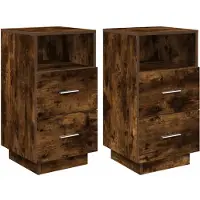 vidaXL Tables de chevet 2 pcs avec 2 tiroirs chêne fumé 36x36x68 cm