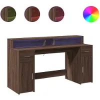vidaXL Bureau LED brun imitation chêne 160x55x91 Matériau dérivé du bois