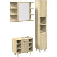 vidaXL Ensemble de meubles de salle de bain 3 pièces en bois composite chêne Sonoma