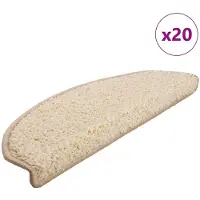 vidaXL Tapis d'escalier 20 pièces 65 x 21 x 4 cm Crème Demi-rond Grand