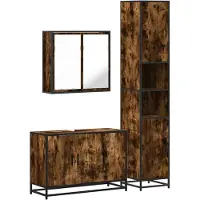 vidaXL Ensemble de meubles de salle de bain 3 pièces chêne fumé bois composite