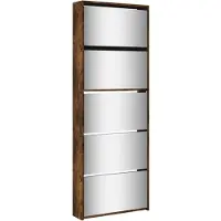 vidaXL Armoire à chaussures miroir 5 niveaux chêne fumé 63x17x169,5 cm