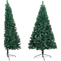 vidaXL Sapin de Noël artificiel moitié avec support vert 210 cm PVC