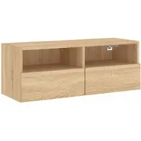 DKD Home Decor Armoire TV murale Chêne Sonoma 80x30x30 cm Matériau dérivé du bois