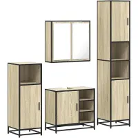 vidaXL Ensemble de meubles de salle de bain 4 pièces en bois composite chêne Sonoma
