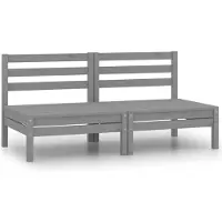 vidaXL Canapés centraux de jardin 2 pcs. Gris Pin massif