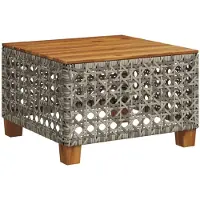 vidaXL Table de jardin Gris 55x55x36 cm Poly rotin Acacia